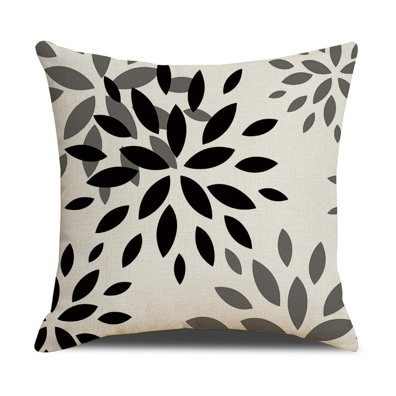 Linen Geometric Letter Throw Pillow Cover Square Sofa Decor