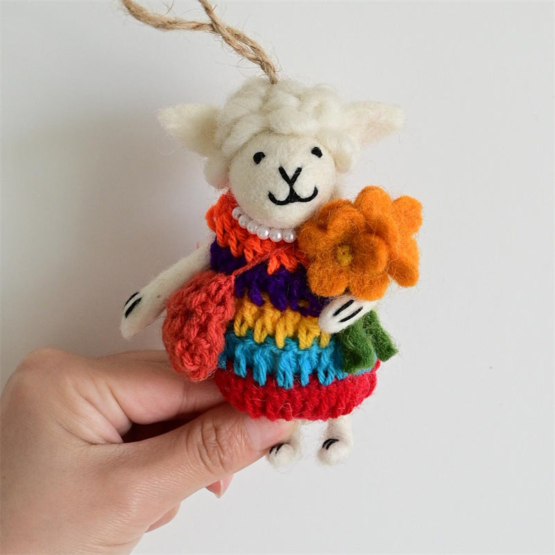 Needle Felt Animal Keychain Handmade Wool Felt Bag Charm