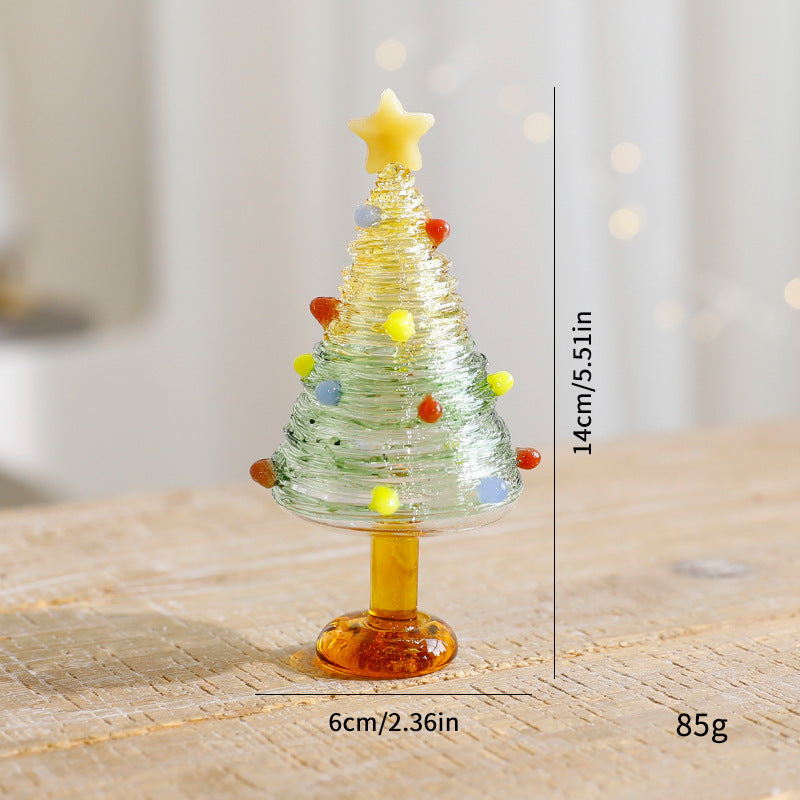 Glass Christmas Tree Tabletop Decoration Holiday Home Accent