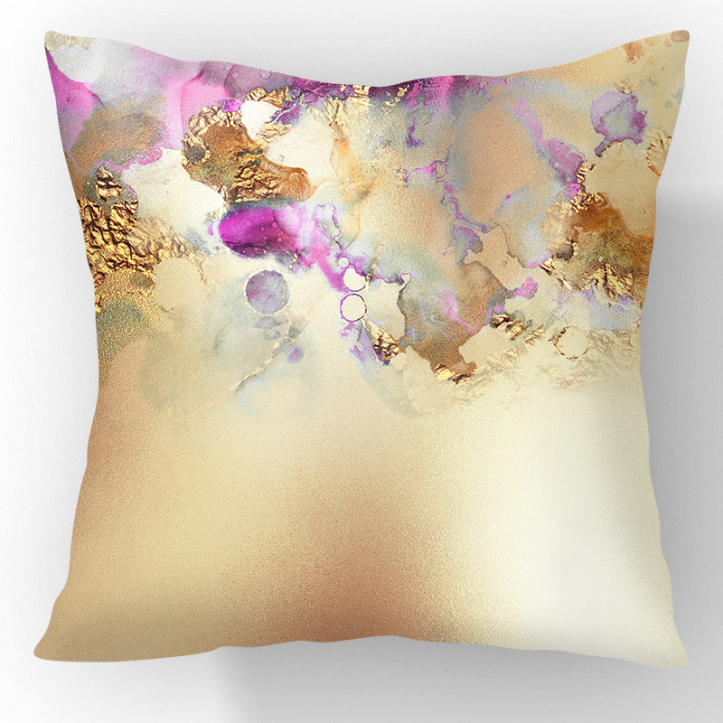 Nordic Gold Foil Abstract Velvet Throw Pillow Cover