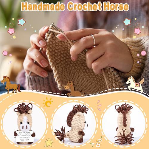 Handmade Crochet Horse Plush Positive Message Gift