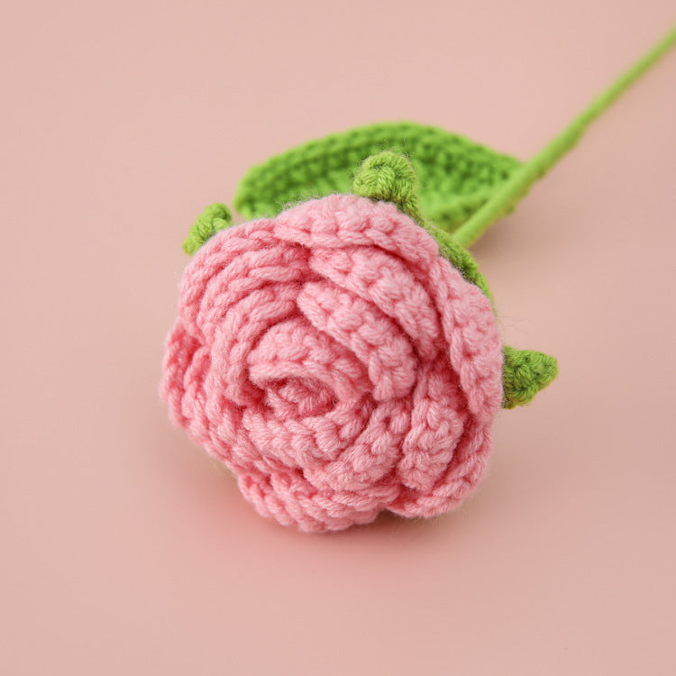 Valentine Crochet Rose Artificial Flower for Home Decor