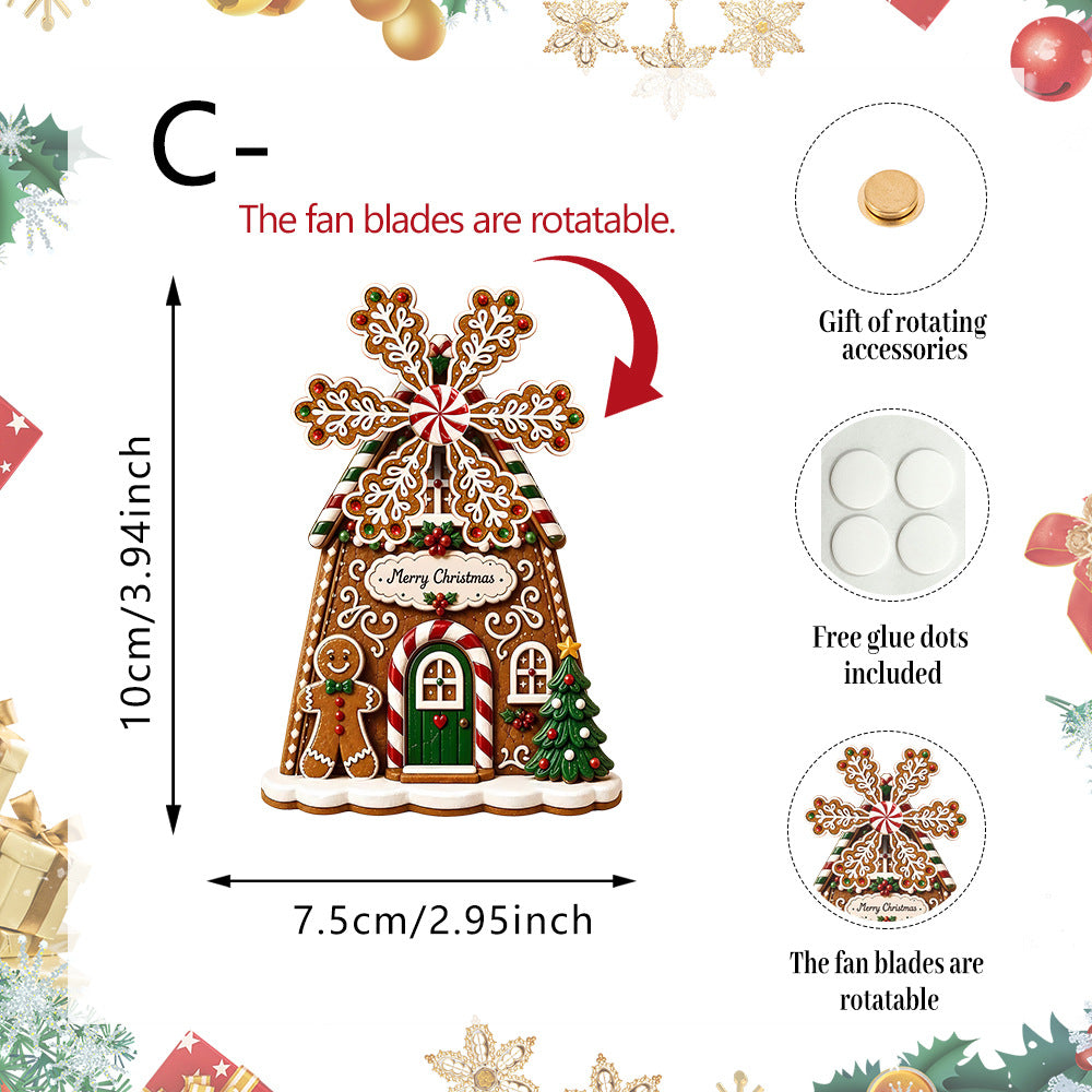 Christmas Fridge Magnet Rotatable Windmill Holiday Decor