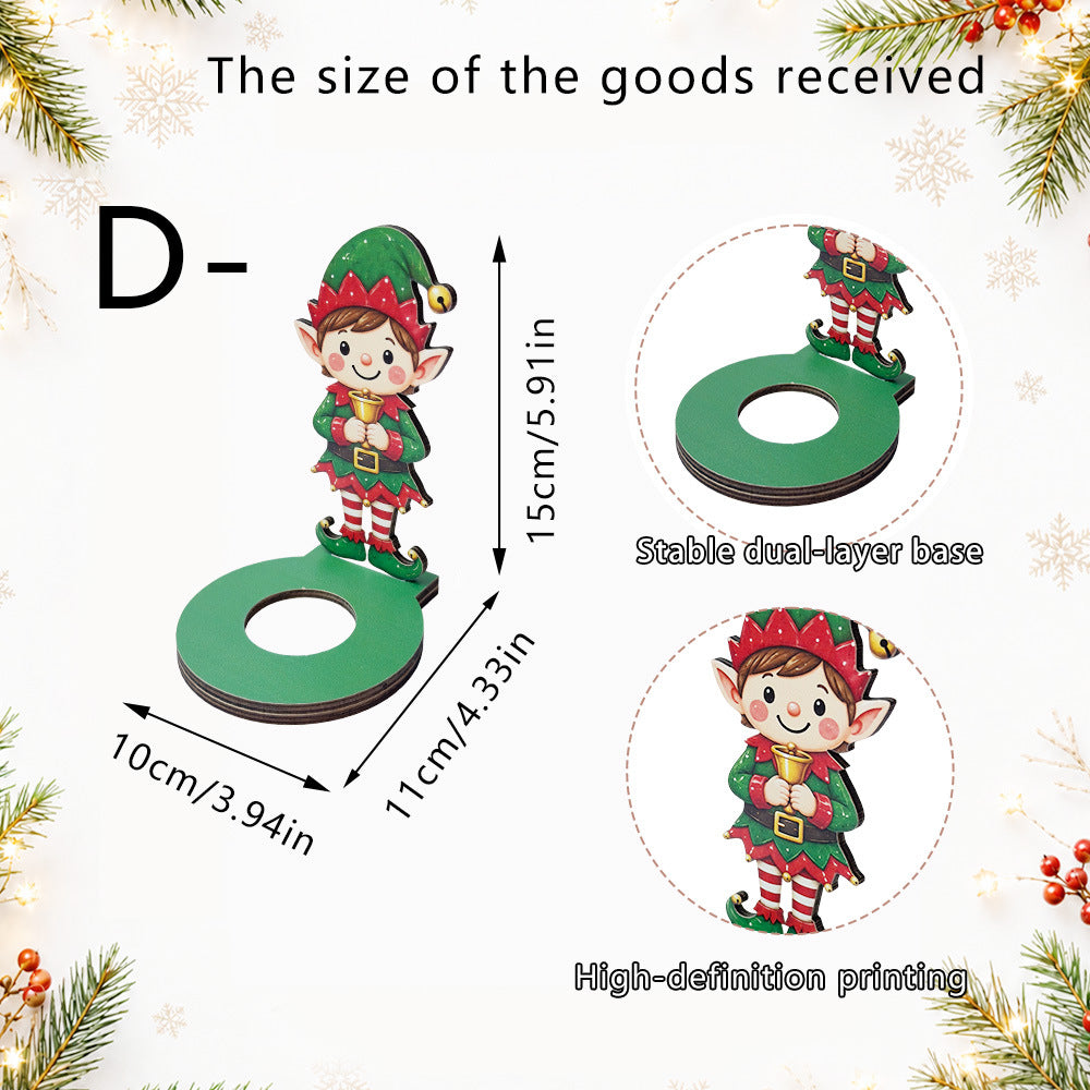 Christmas Wooden Character Candle Holder Tabletop Decor