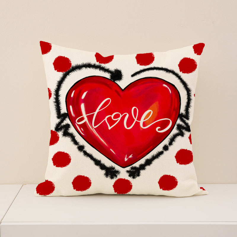 Red Heart Valentines Pillow Covers Set Love Quotes Decor