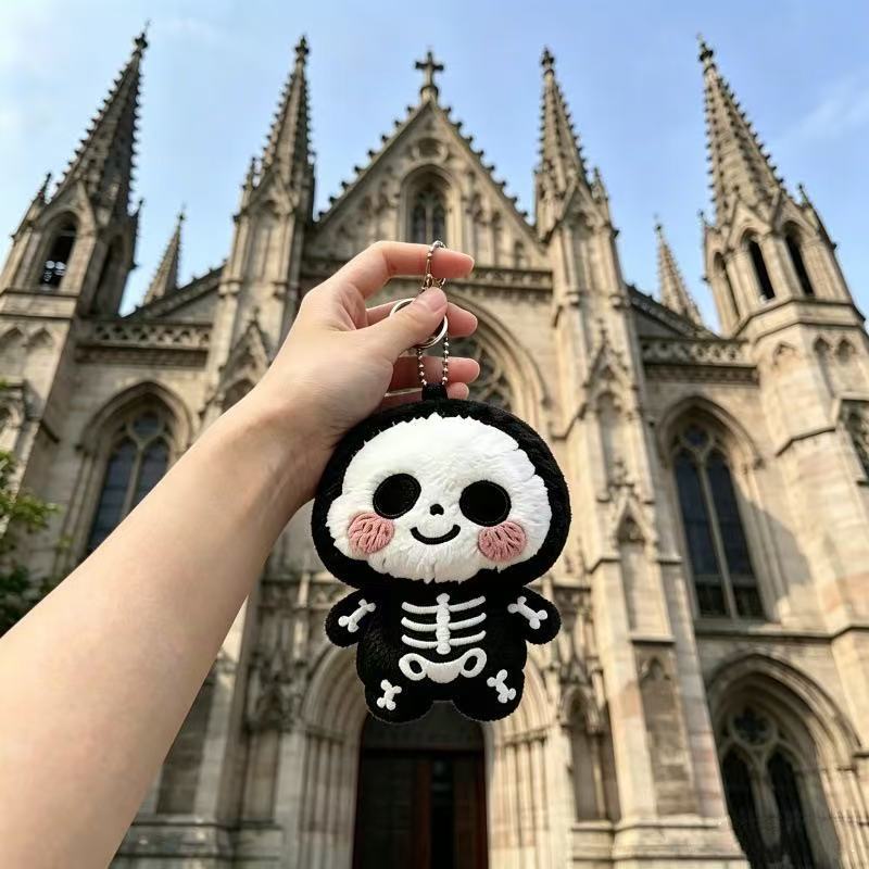 Halloween Skeleton Plush Hanging Bag Charm Keychain