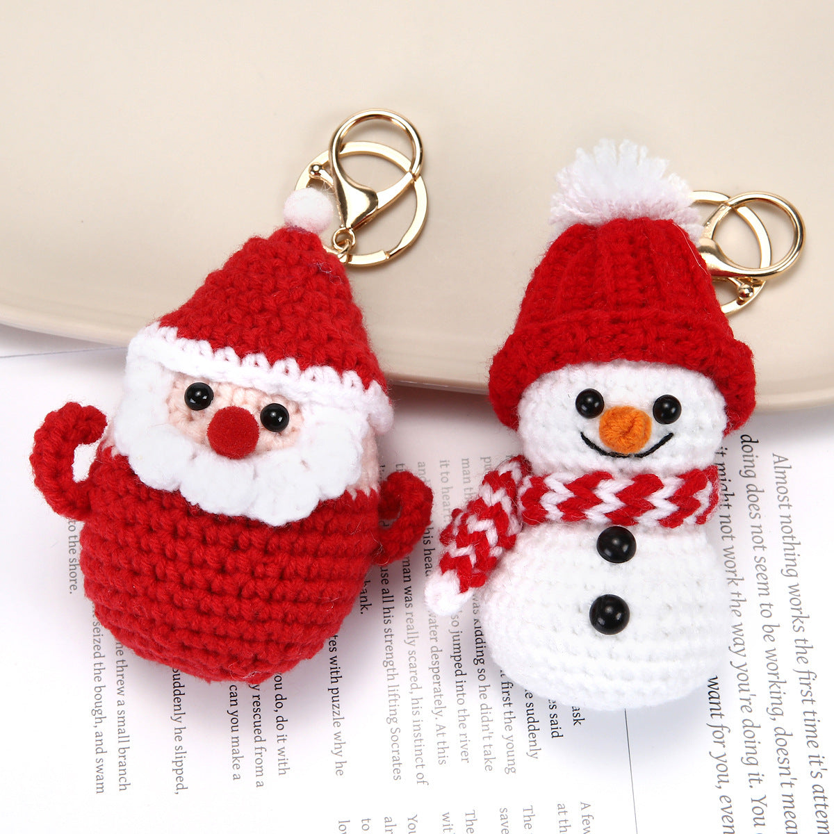 Crochet Santa Snowman Christmas Keychain Holiday Bag Charm