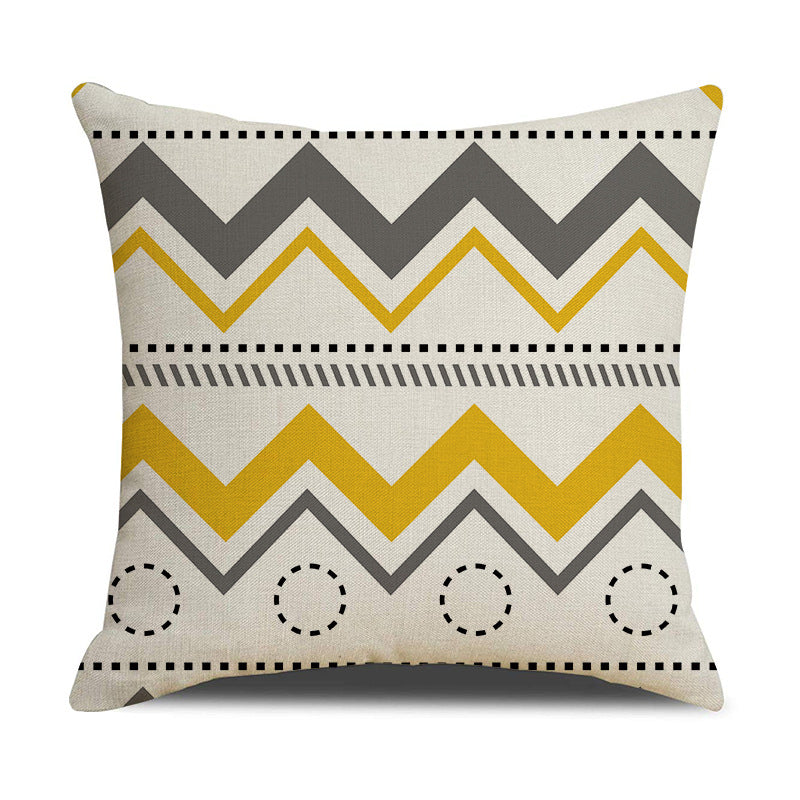 Linen Geometric Letter Throw Pillow Cover Square Sofa Decor