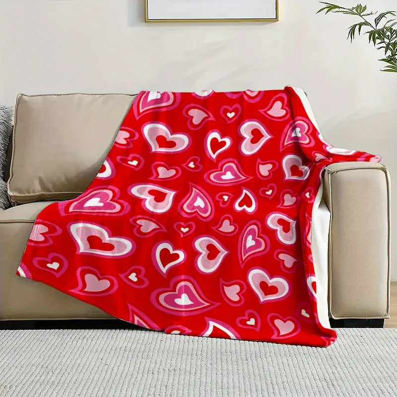 Valentine’s Day Heart Print Cozy Throw Blanket