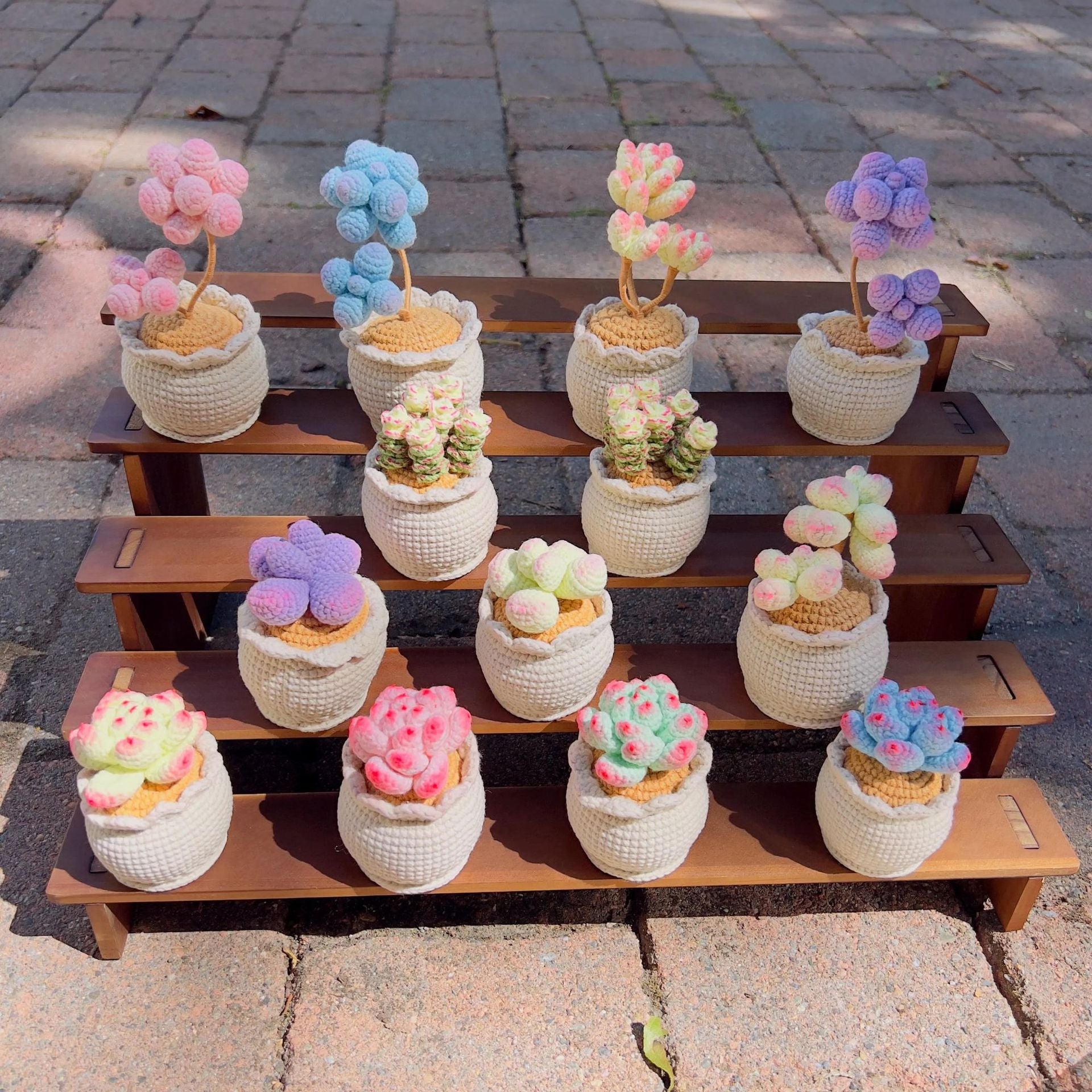 Handmade Crochet Succulent Plant Pot Desk Decor