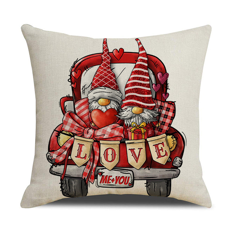 Valentine Gnome Pillow Covers Red Cartoon Decorative