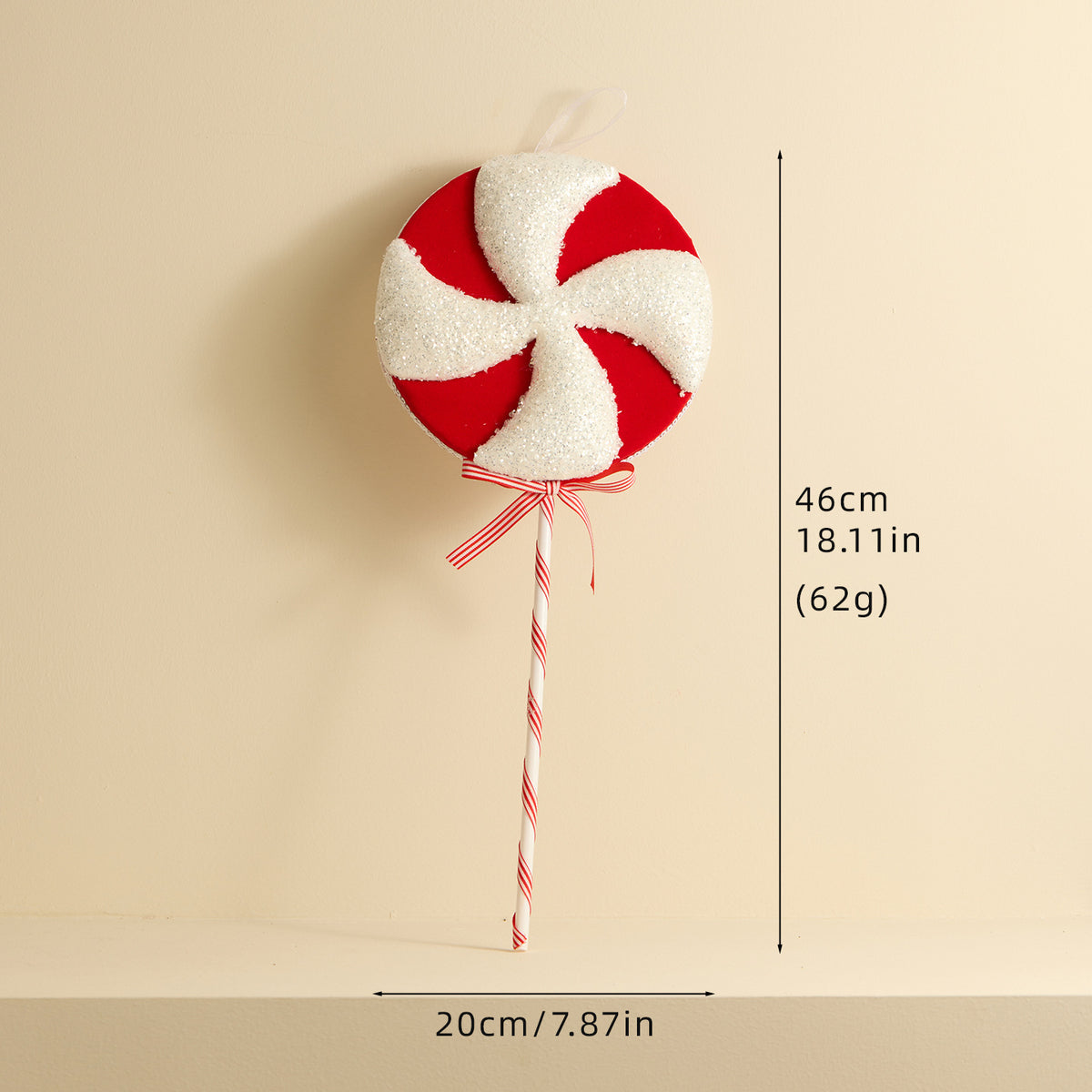 Christmas Candy Cane Lollipop Plush Ornament Holiday Tree Decor