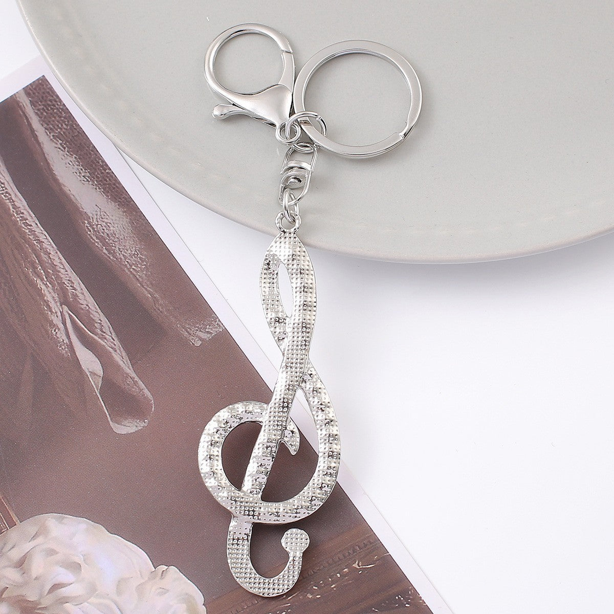 Rhinestone Music Note Keychain Luxury Metal Bag Charm