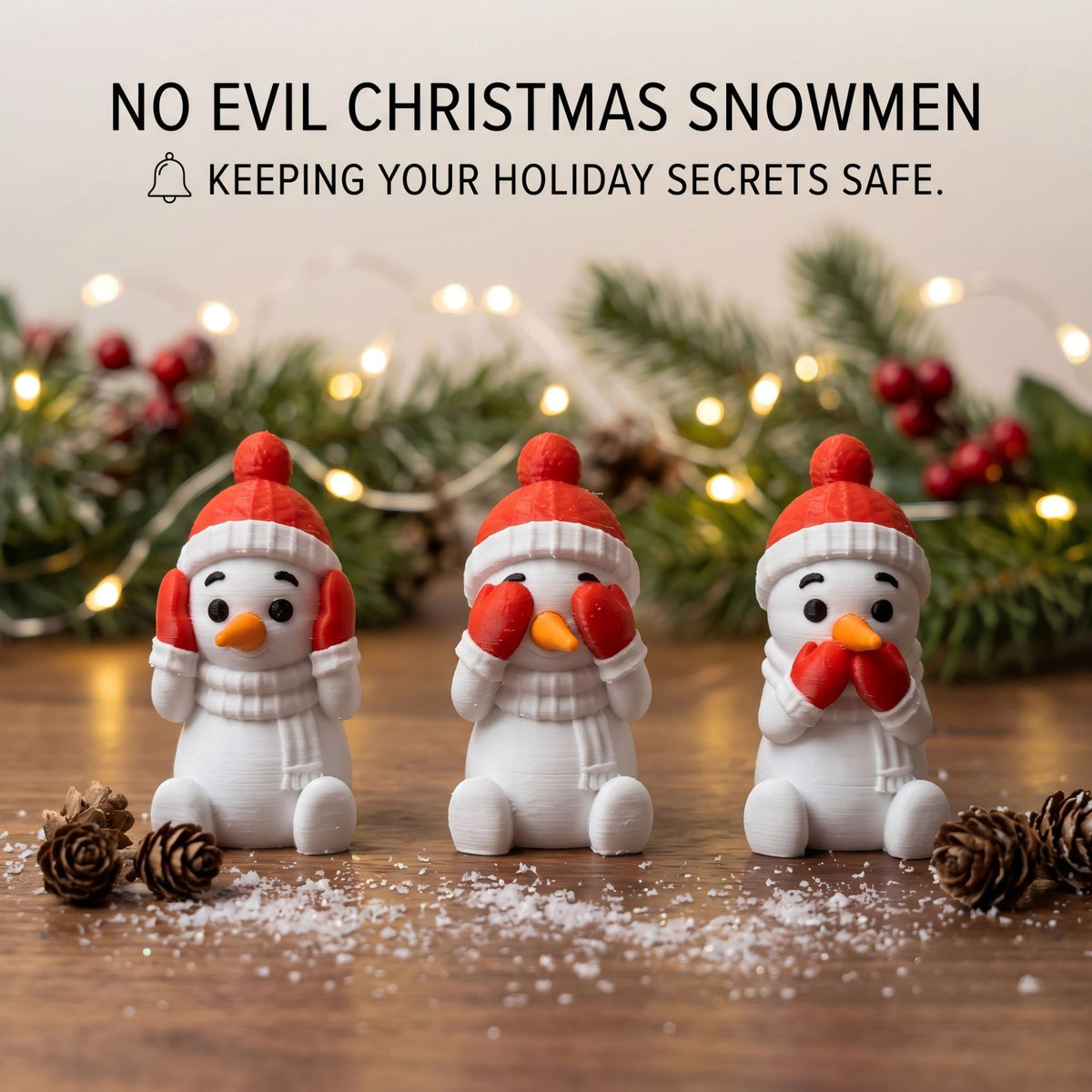 3D Printed Christmas Snowman Figurine Holiday Tabletop Decor Set