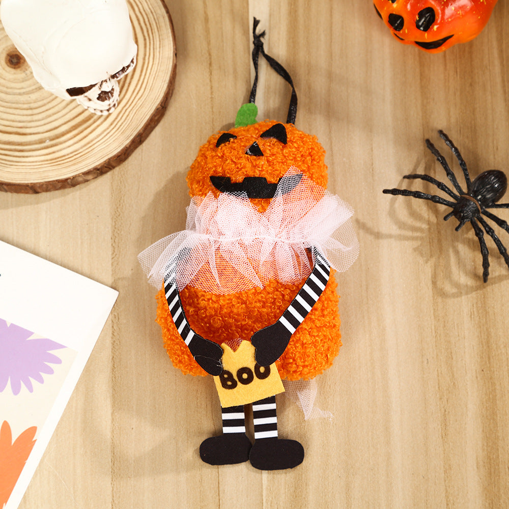 Halloween Hanging Plush Ornament Skeleton Pumpkin Cat Ghost Decor