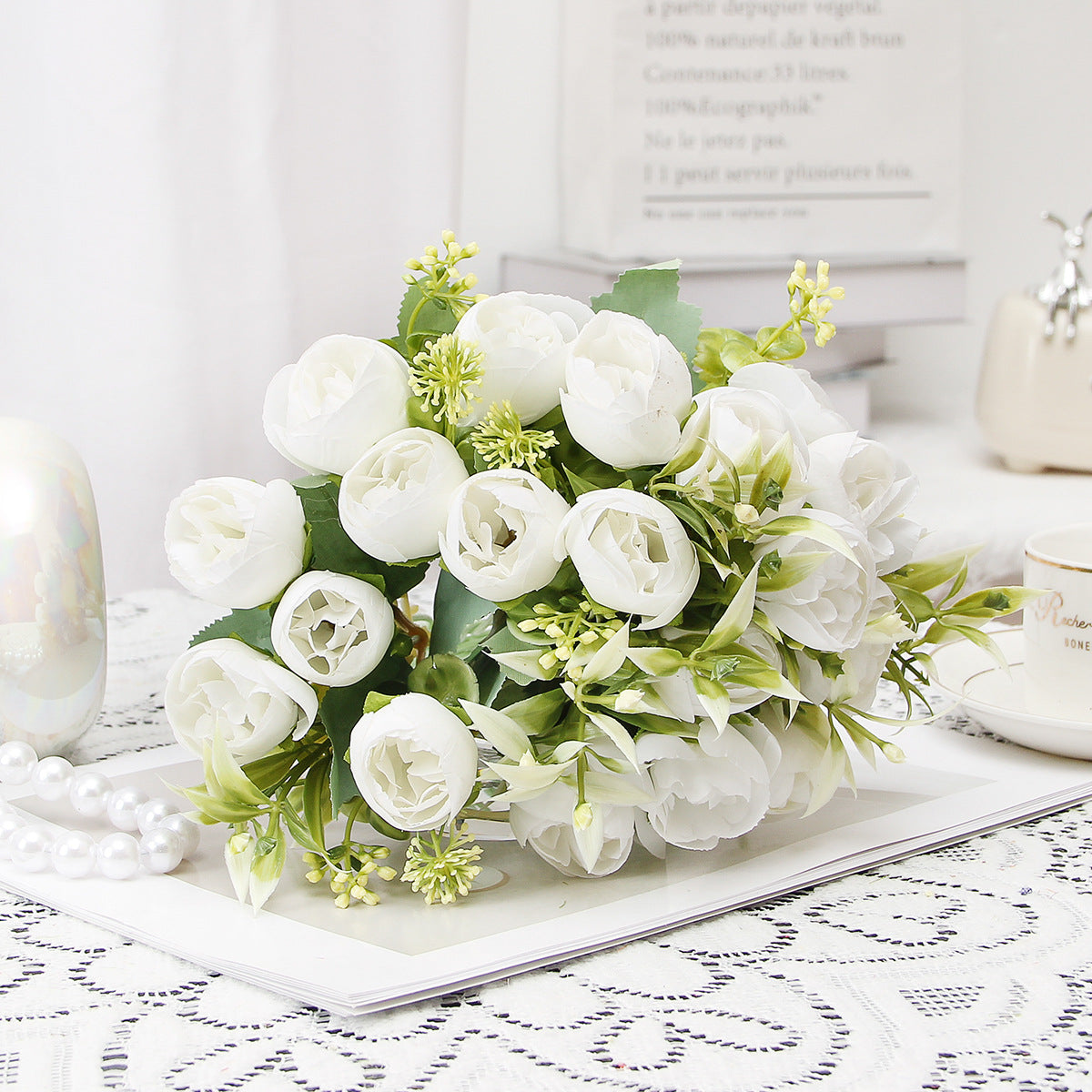 Valentine’s Day Peony Rose Faux Floral Bouquet Home Decor