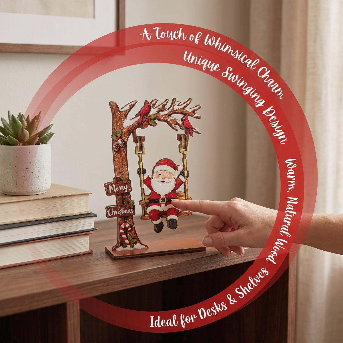 Christmas Wooden Swing Tabletop Holiday Decoration