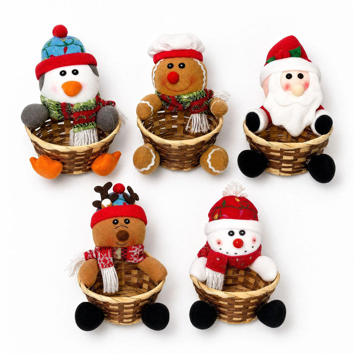 Rattan Christmas Candy Basket Holiday Tabletop Decor