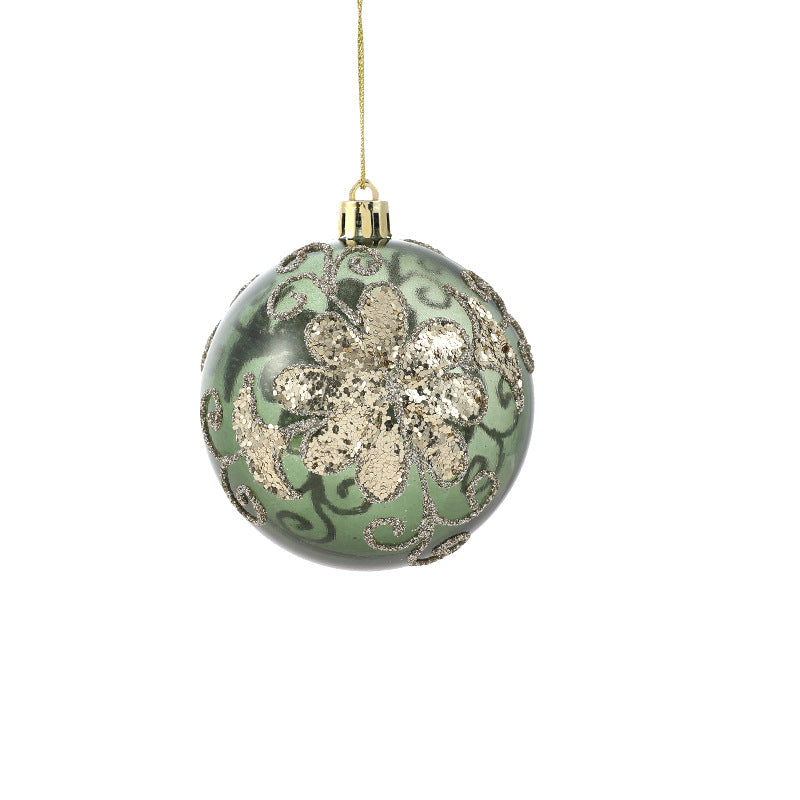 Plastic Christmas Ball Ornaments Glitter Pattern Tree Decor