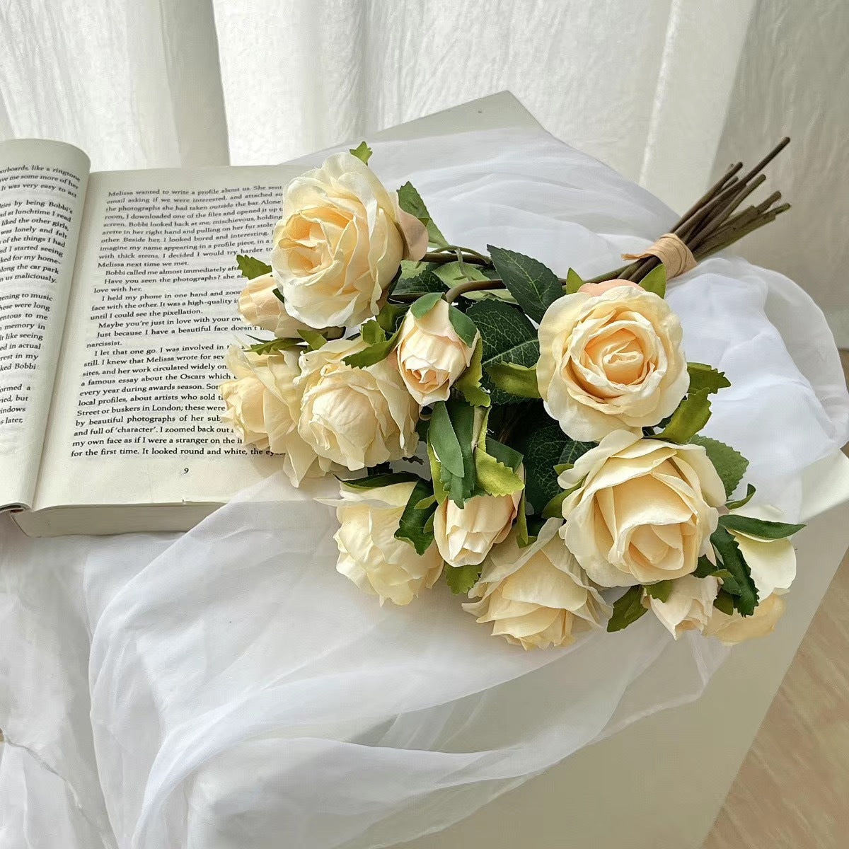 Valentine’s Day Faux Burnt Edge Rose Bouquet for Home Decor