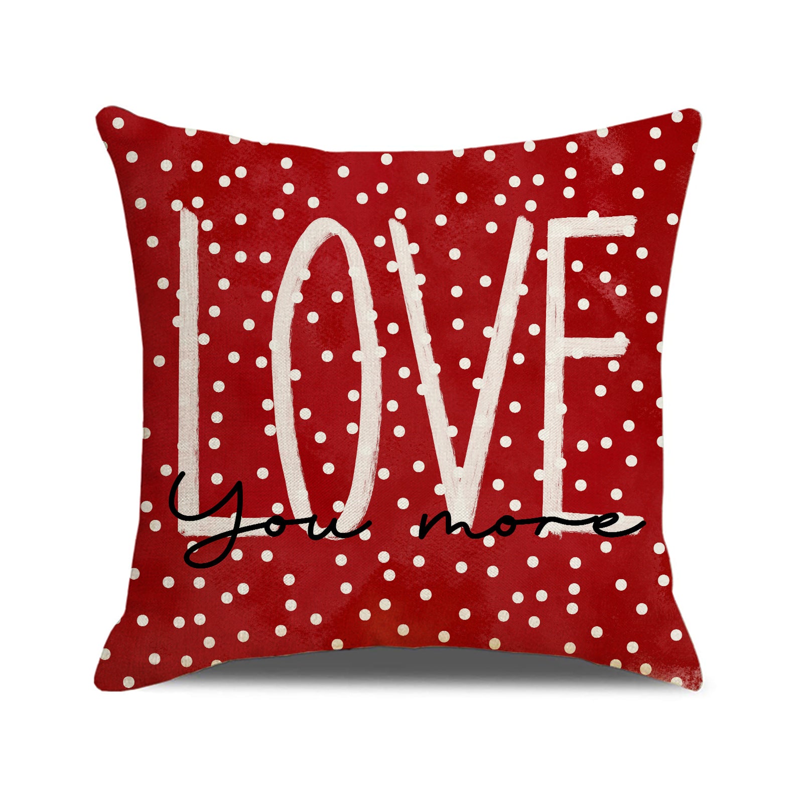 Pink Valentine Heart Print Linen Throw Pillow Covers Set
