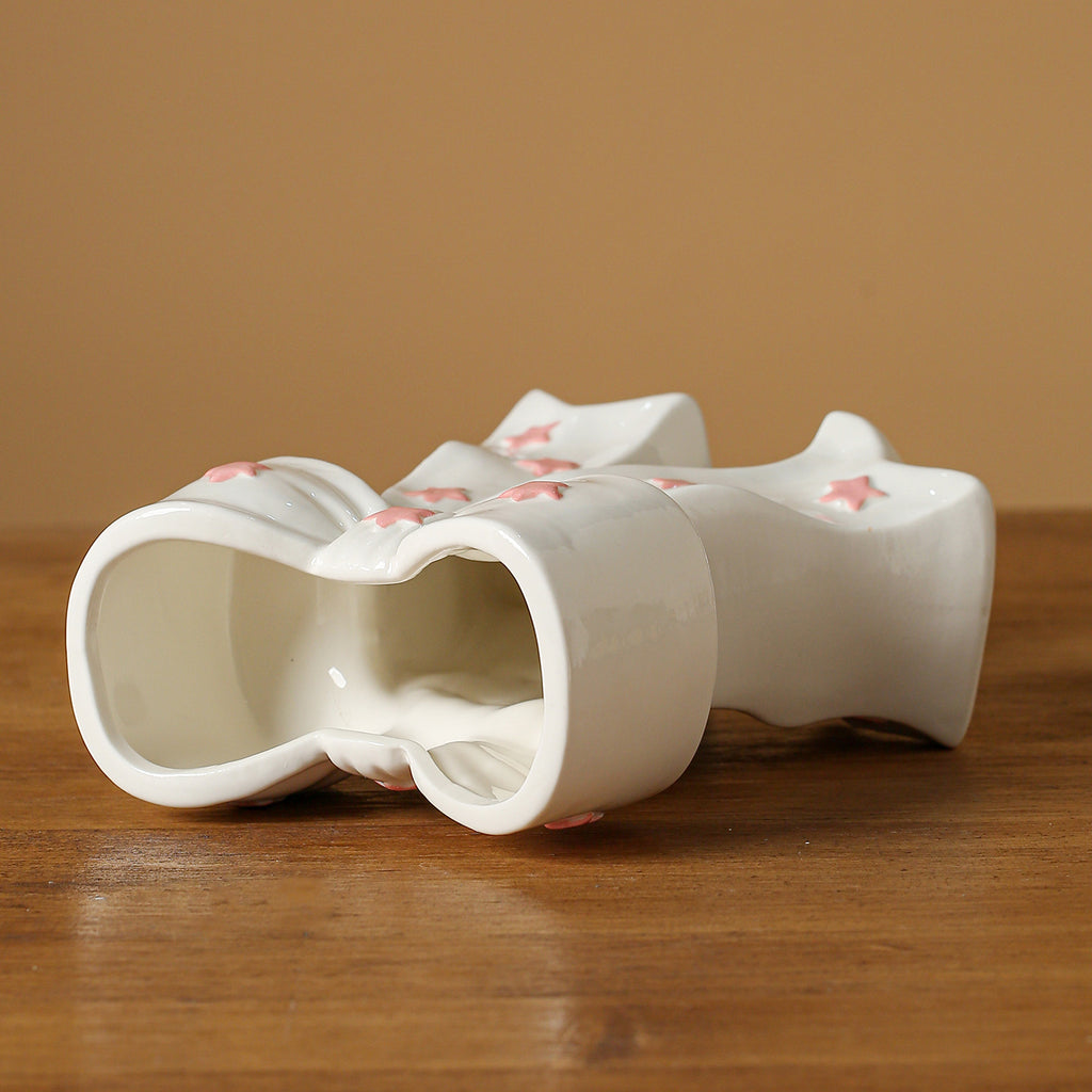 Ceramic Bow Vase Decorative Flower Vase Home Accent