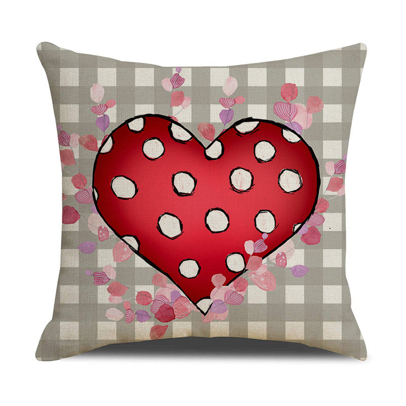 Valentine Heart Pillow Covers Decorative Linen Sofa Cushions