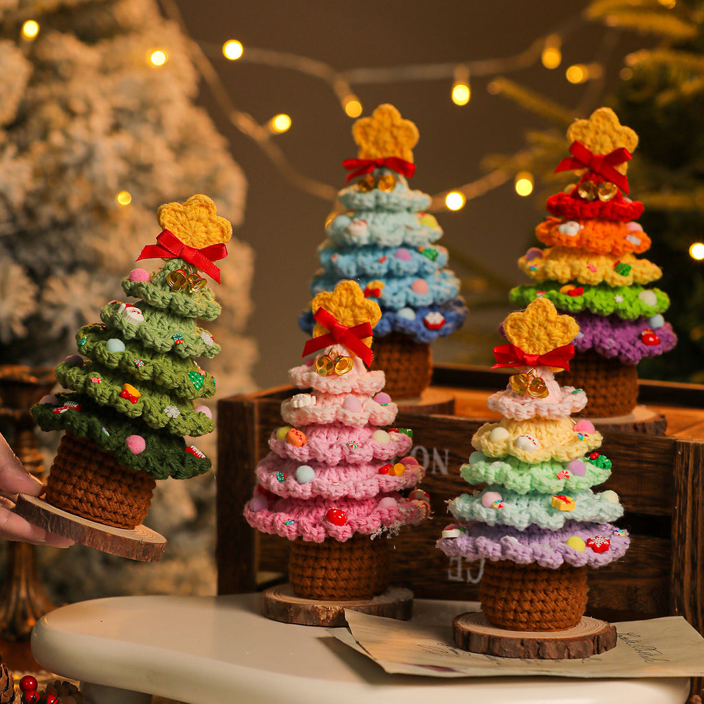 Handmade Crochet Christmas Tree Doll Holiday Tabletop Decor