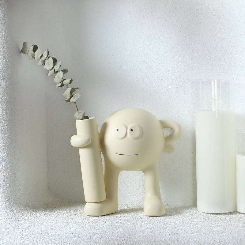 Modern Ceramic Human Figure Vase Nordic Home Decor Accent