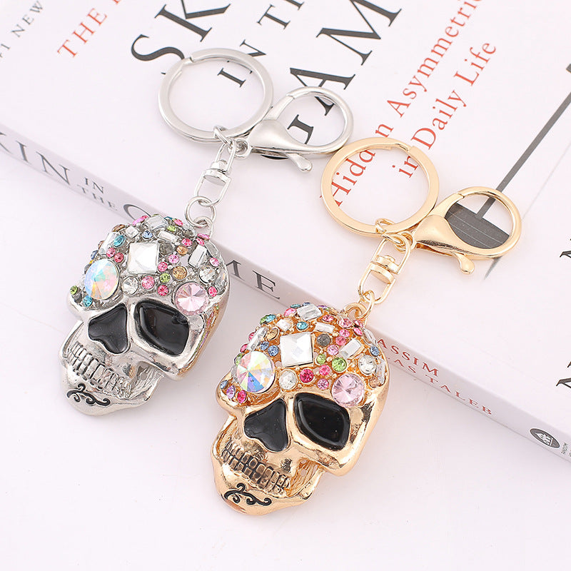 Crystal Skull Keychain Metal Rhinestone Bag Charm
