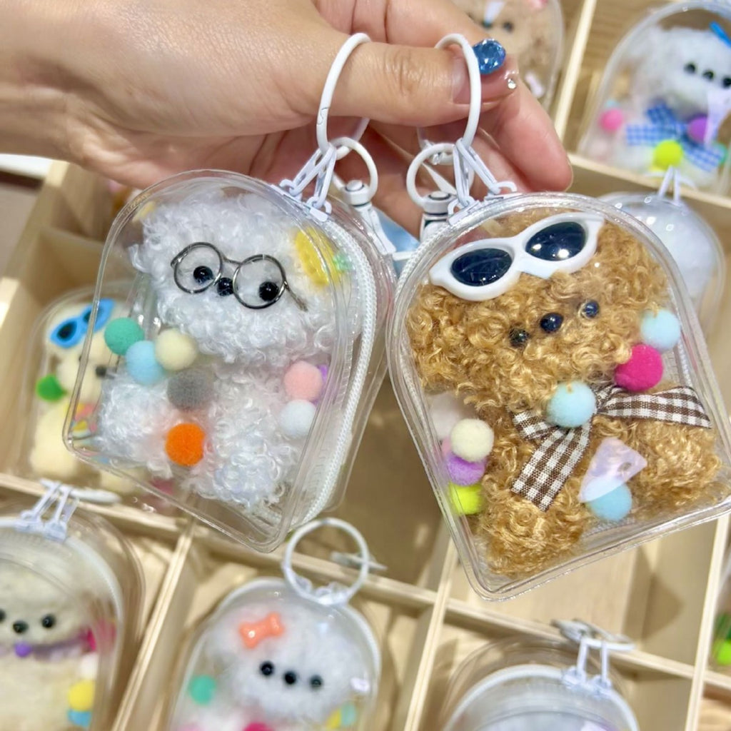 Cute Plush Puppy Bag Charm Mini Keychain Pouch