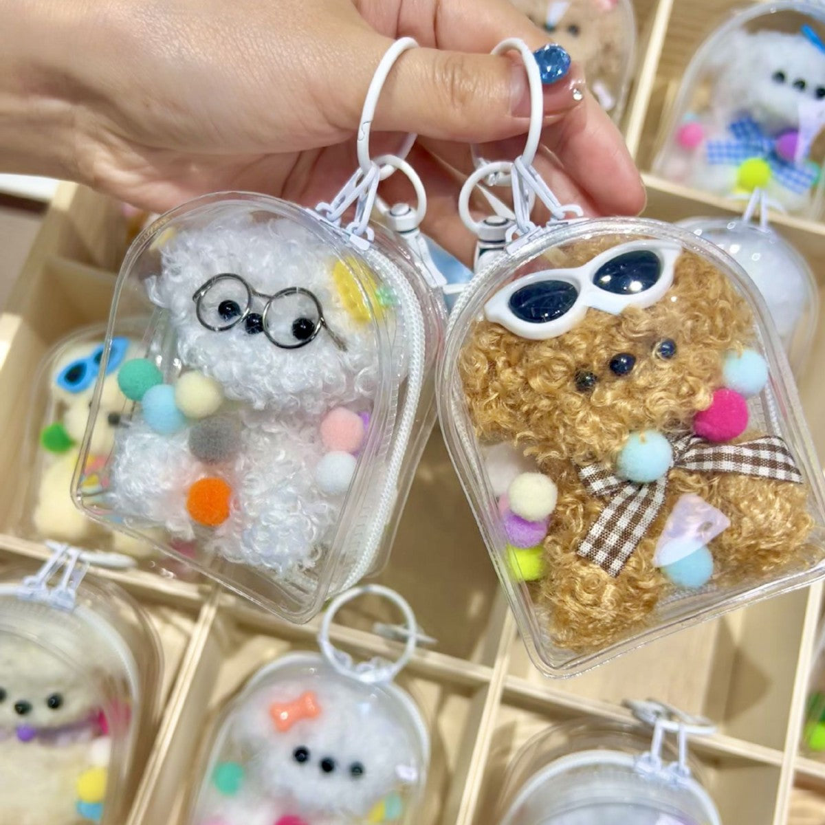Cute Plush Puppy Bag Charm Mini Keychain Pouch