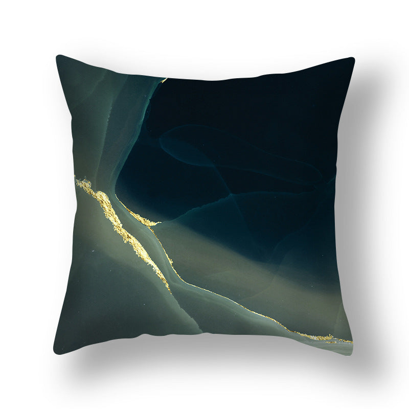 Abstract Gold Marble Square Throw Pillow Cover Velvet