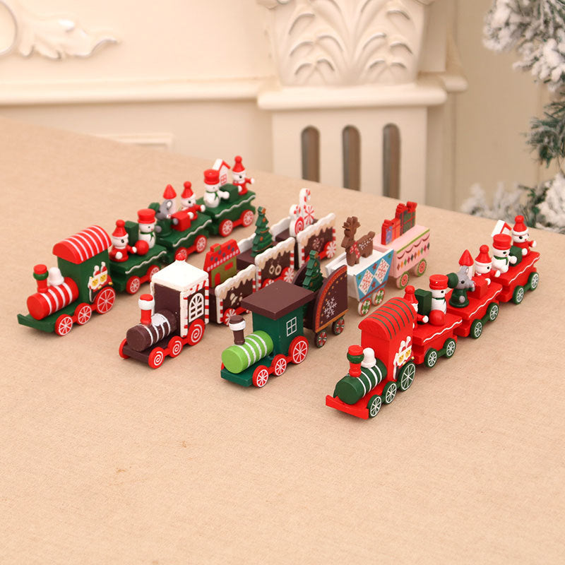 Wooden Christmas Train Tabletop Holiday Decor