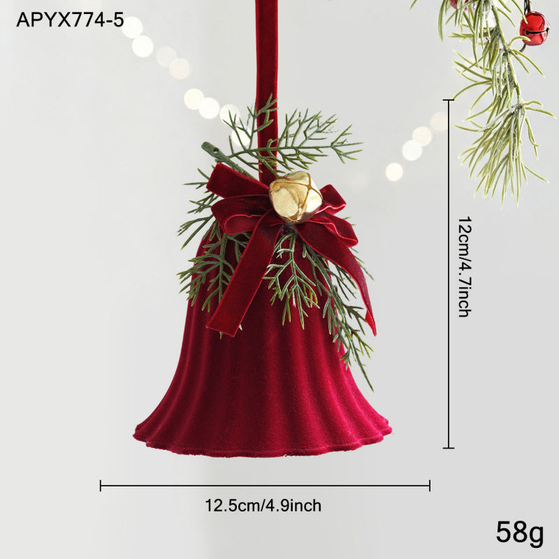 Burgundy Velvet Christmas Bell Ornaments with Bows