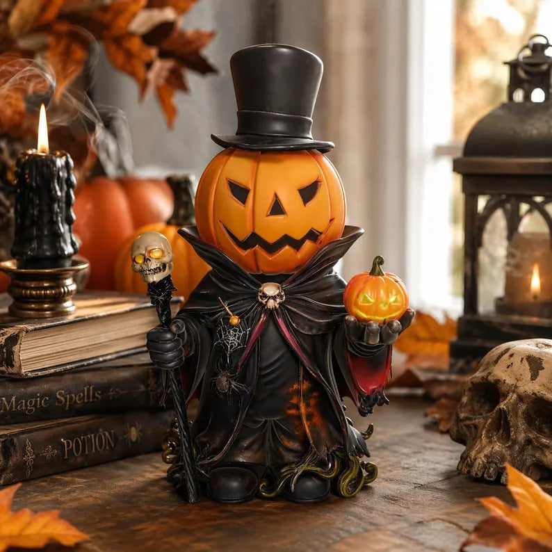 Halloween Pumpkin Lantern Figurine Resin Tabletop Decor