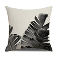 Modern Black White Linen Throw Pillow Cover Botanical Leaf