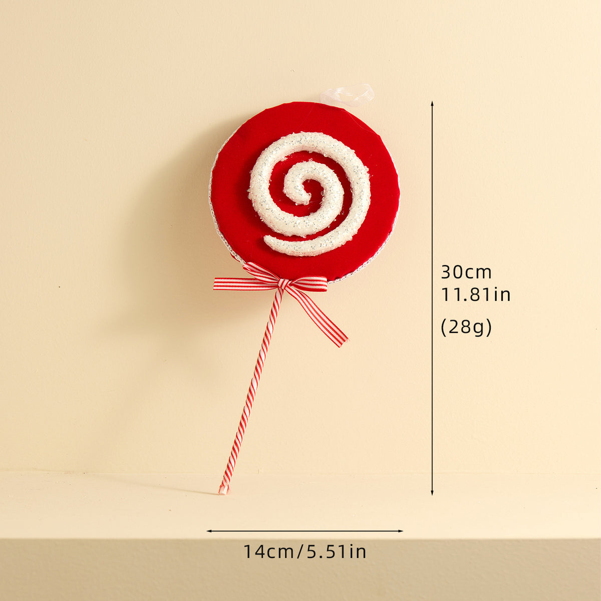 Christmas Candy Cane Lollipop Plush Ornament Holiday Tree Decor