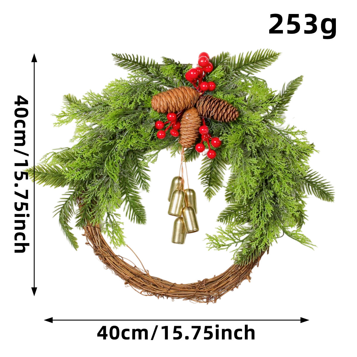 Handmade Christmas Wreath with Bow and Pine Accents