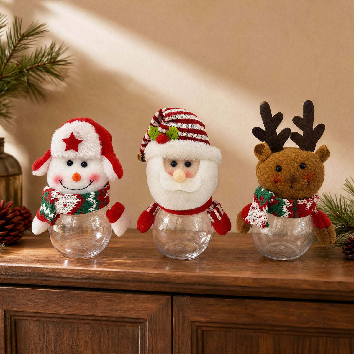 Christmas Candy Jar Figurine Holiday Tabletop Decoration