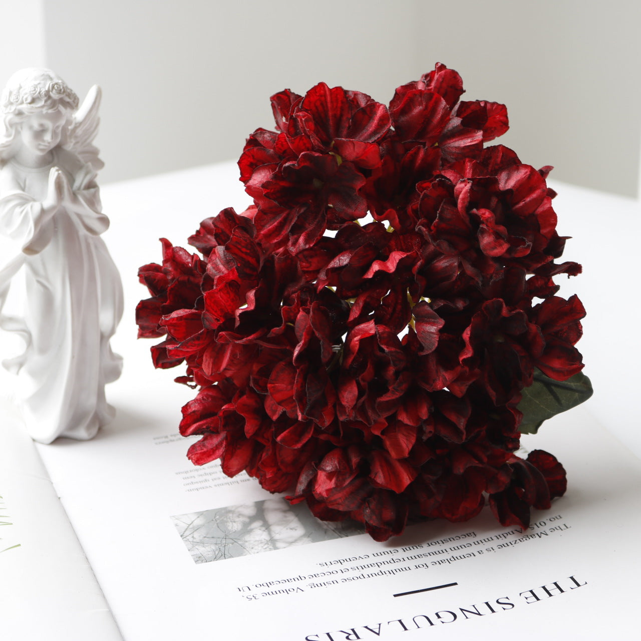 Valentine French Vintage Faux Burnt Edge Hydrangea Decor
