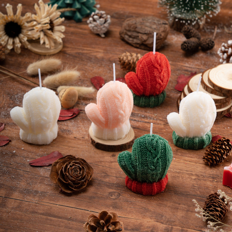 Christmas Mitten Shaped Scented Candle Holiday Gift Decor