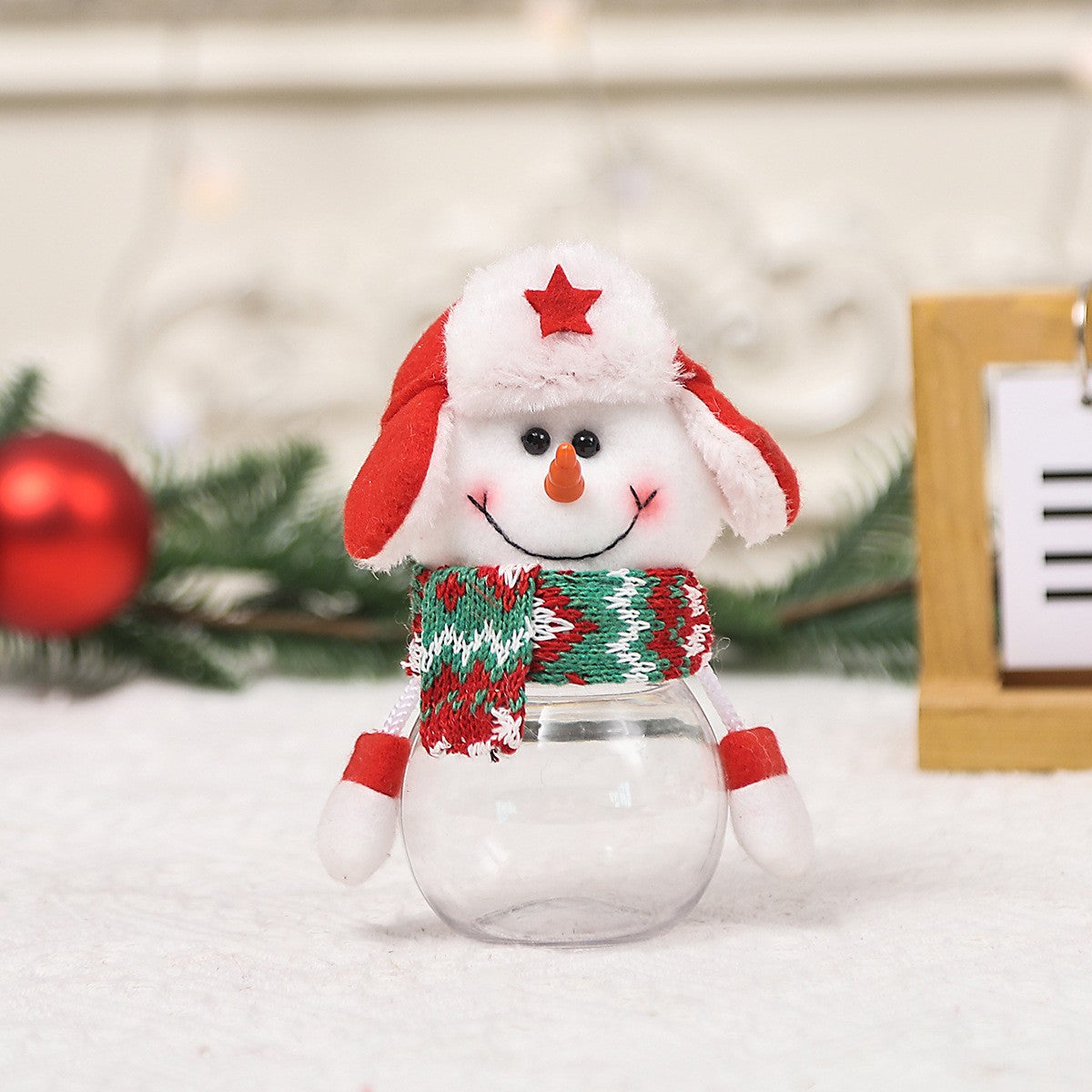 Christmas Candy Jar Figurine Holiday Tabletop Decoration