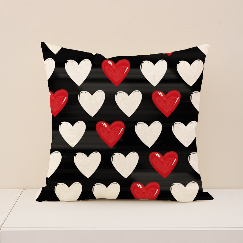 Red Heart Throw Pillow Cover Valentine Decor for Sofa and Bedroom