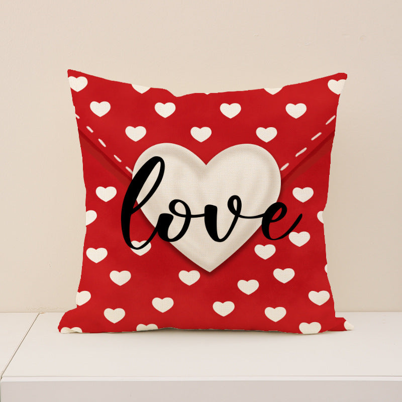Red Heart Throw Pillow Cover Valentine Decor for Sofa and Bedroom
