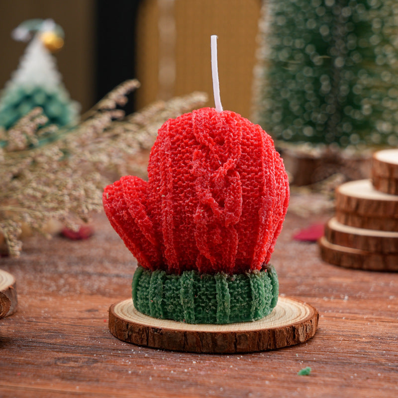 Christmas Mitten Shaped Scented Candle Holiday Gift Decor