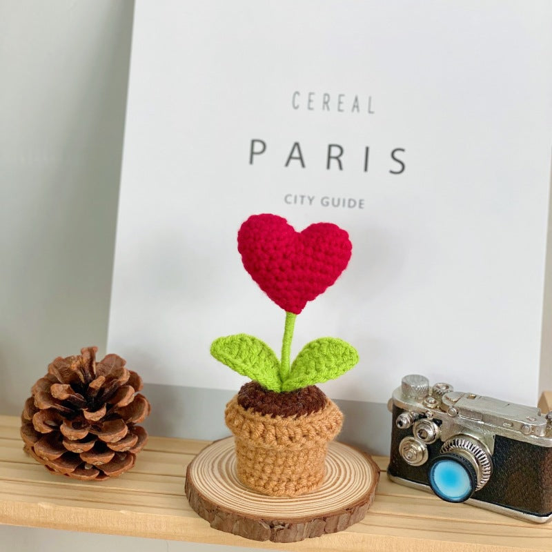Valentine’s Day Crochet Potted Flower Gift Mini Home Decor