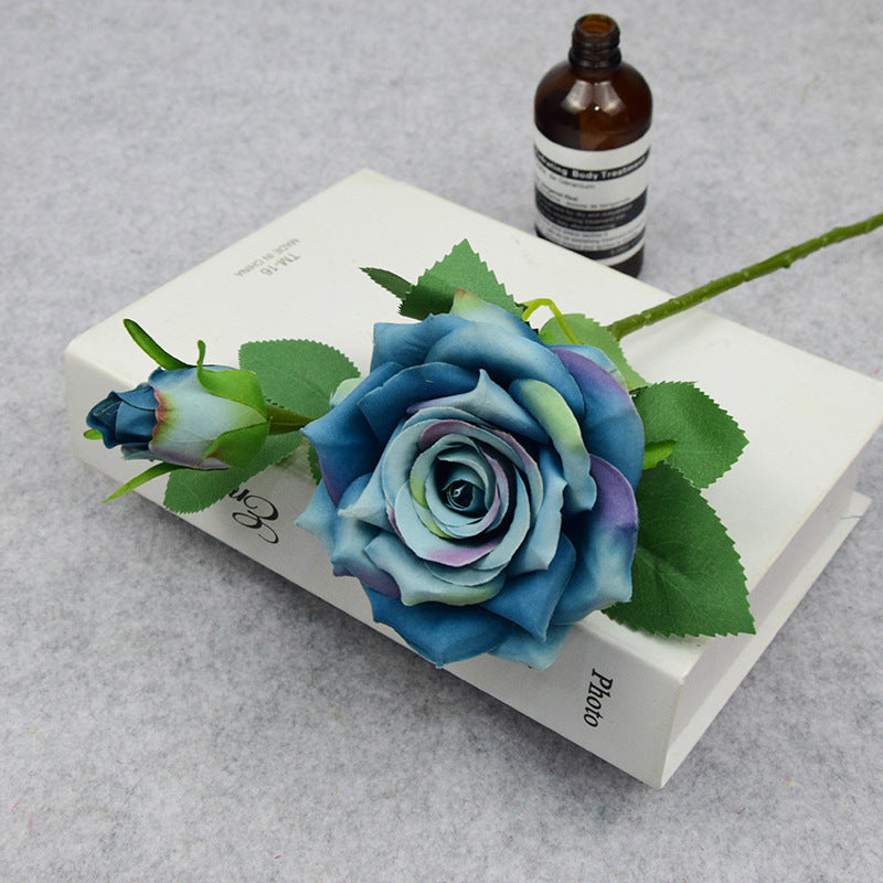 Valentine’s Day Short Stem Double Rose Silk Flower Decor