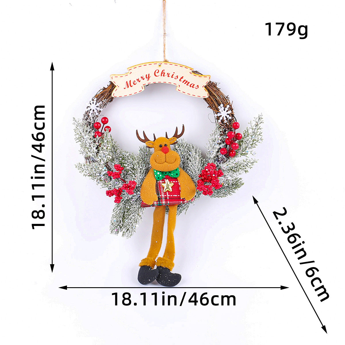Handmade Christmas Wreath with Bow and Pine Accents