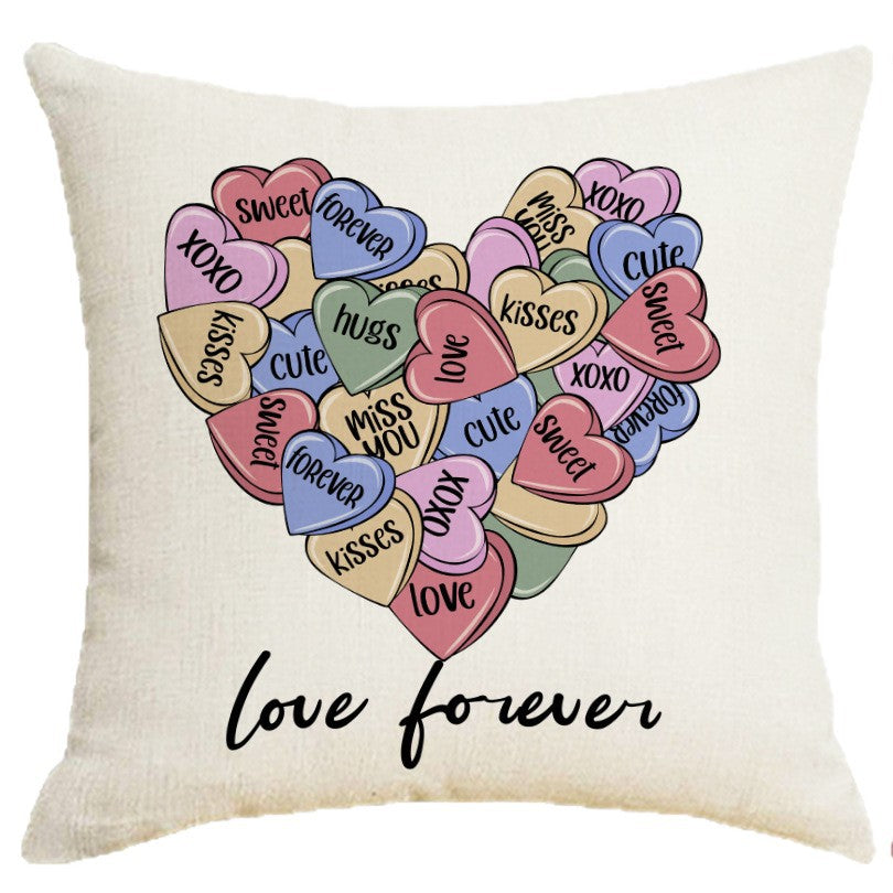 Valentine Candy Heart Throw Pillow Covers Decorative Cushion
